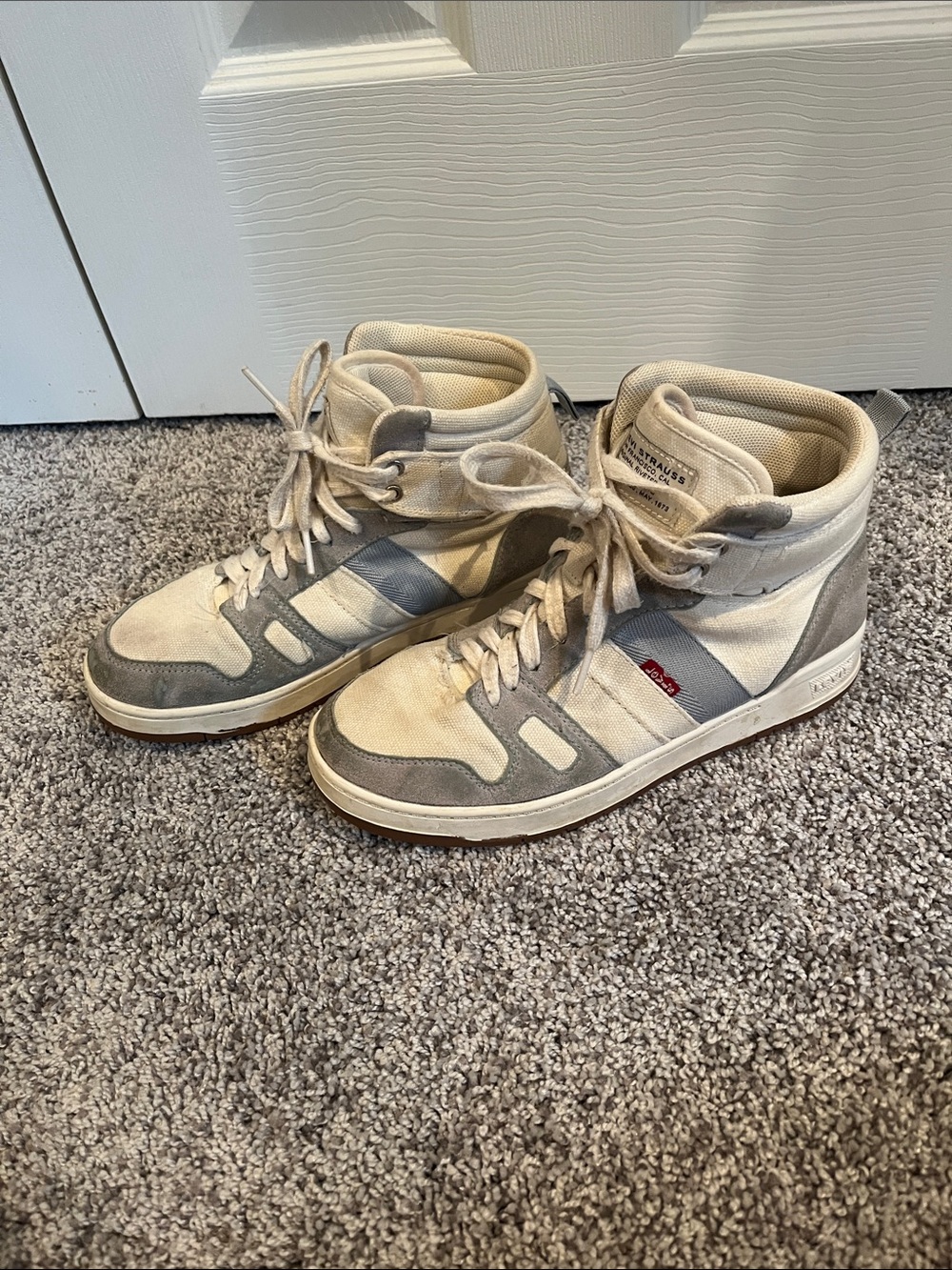 Levi's Cream and Light Gray/Blue High-Top Sneakers